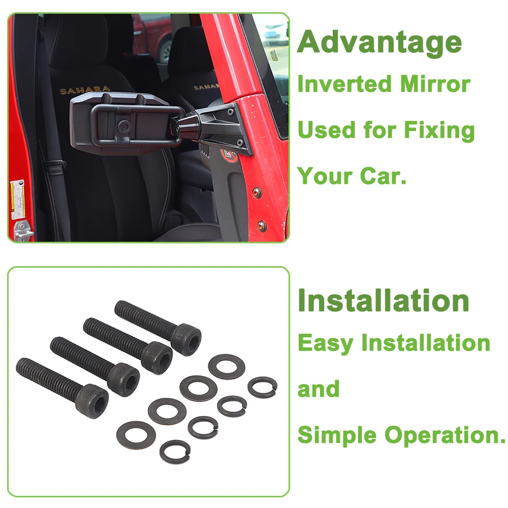 سيارة A-Pillor الرؤية الخلفية غطاء مرآة جانبية ل جيب رانجلر JK 2007 2008 2009 2010 2011 2012 2013 2014 2015 2016 2017 استبدال #4