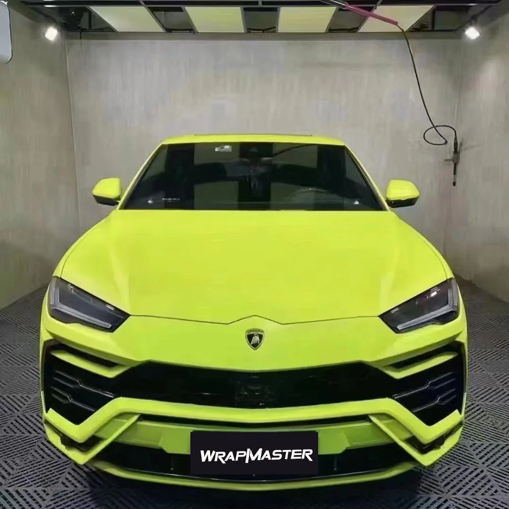 Wrapmaster 5M/10M/18M Distinctive Matte Ultimate Flat Fluorescein Yellow Vinyl Wraps Car Sticker