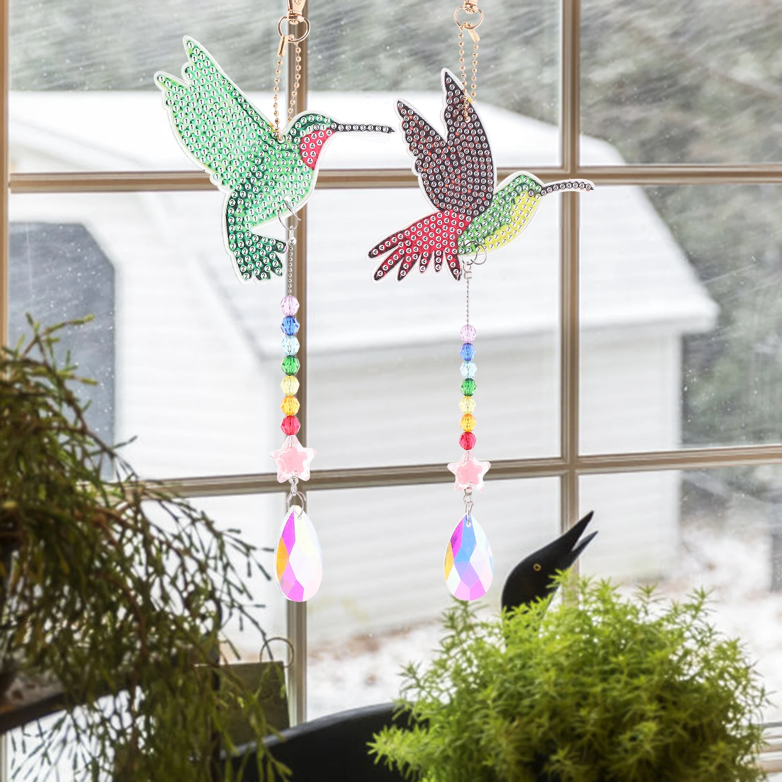 

1Set Diamond Drawing Suncatcher DIY Set Bird Sun Catcher Decorative Bird Suncatcher Home Decor Delicate Pendant