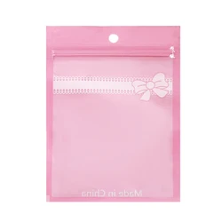 20 Pcs Cute Girl Heart Pink Bow Self-sealing Bags, Powder Puff Cosmetic Packaging Bags ,Antioxidant Jewelry Plastic Ziplock Bags