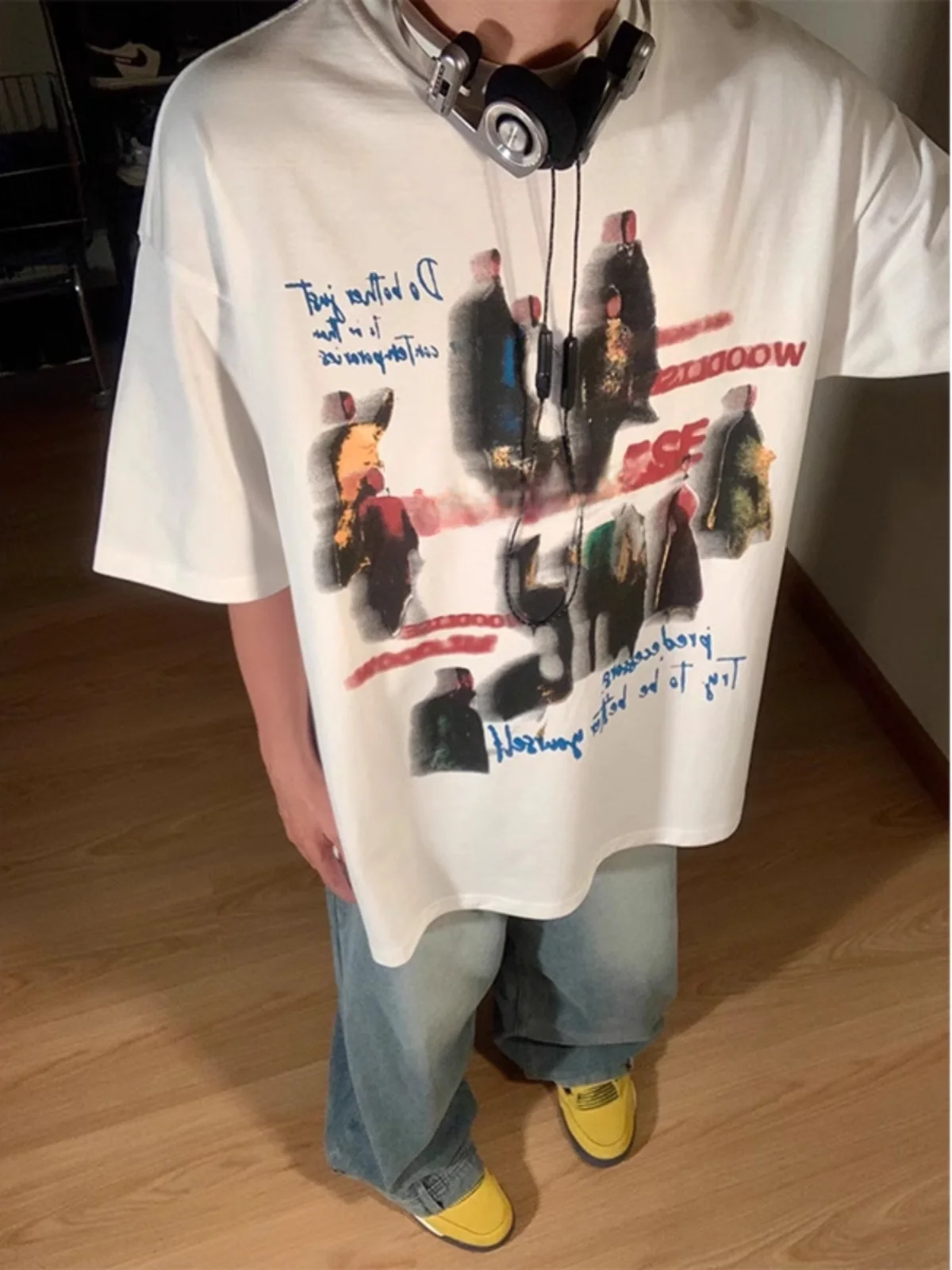 

Мужская летняя футболка с цифровым принтом в американском уличном стиле, хлопковая, с рукавом до локтя, для пар, повседневная, брендовая