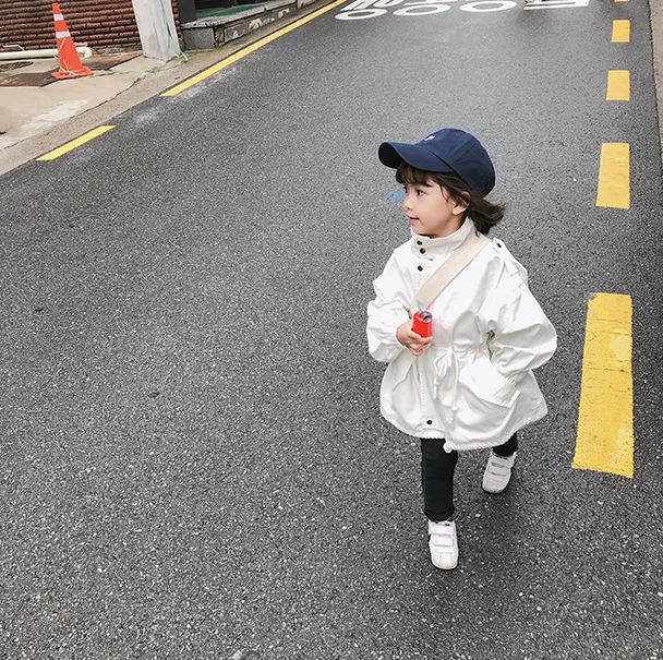 Girls Coat Children 2024 New Autumn Collection White Green Fashion Simple Casual Baby Coat Korean Simple Style Clothes