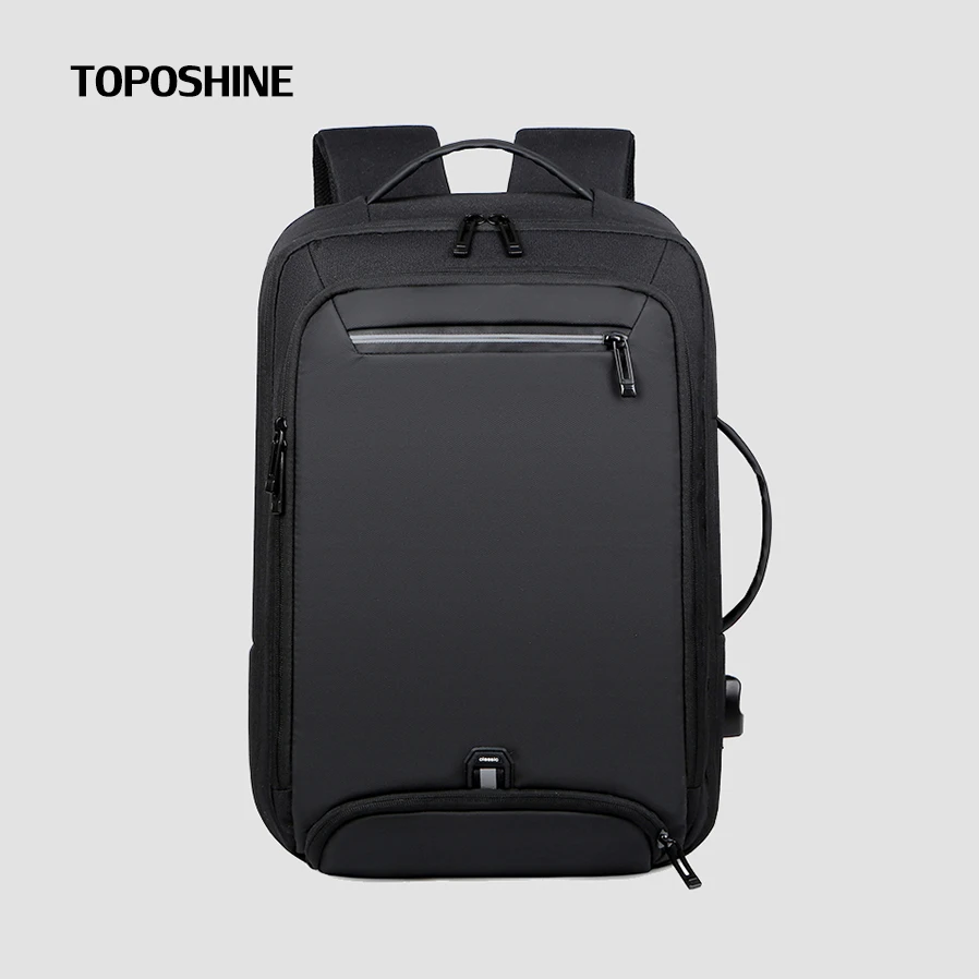 Toposhine New Business Backpack Men's Large-capacity Water-repellent USB Rechargeable 15.6 Laptop Bag Male Function Travel Bag