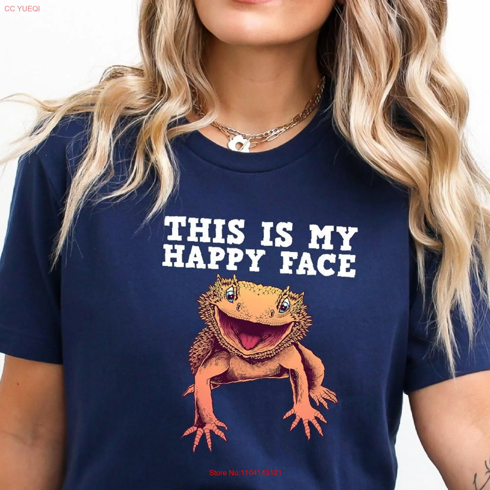 This is My Happy Face Gecko T Shirt Bearded Dragon Lover Animal Funny long or short sleeves