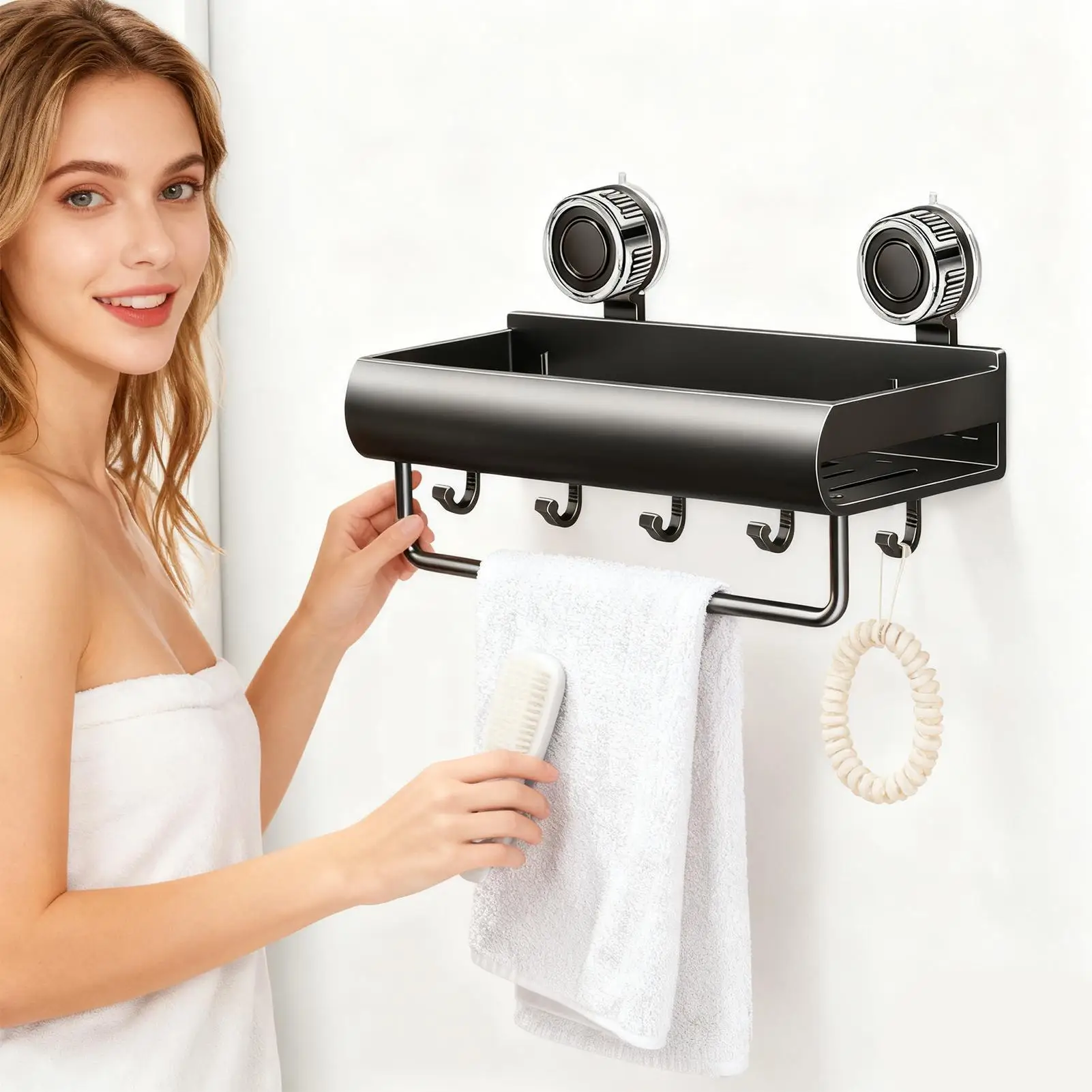 

Стеллаж для хранения в ванной комнате, противоскользящая полка для душа, стеллаж для хранения на присоске без дрели, бытовая техника для хранения