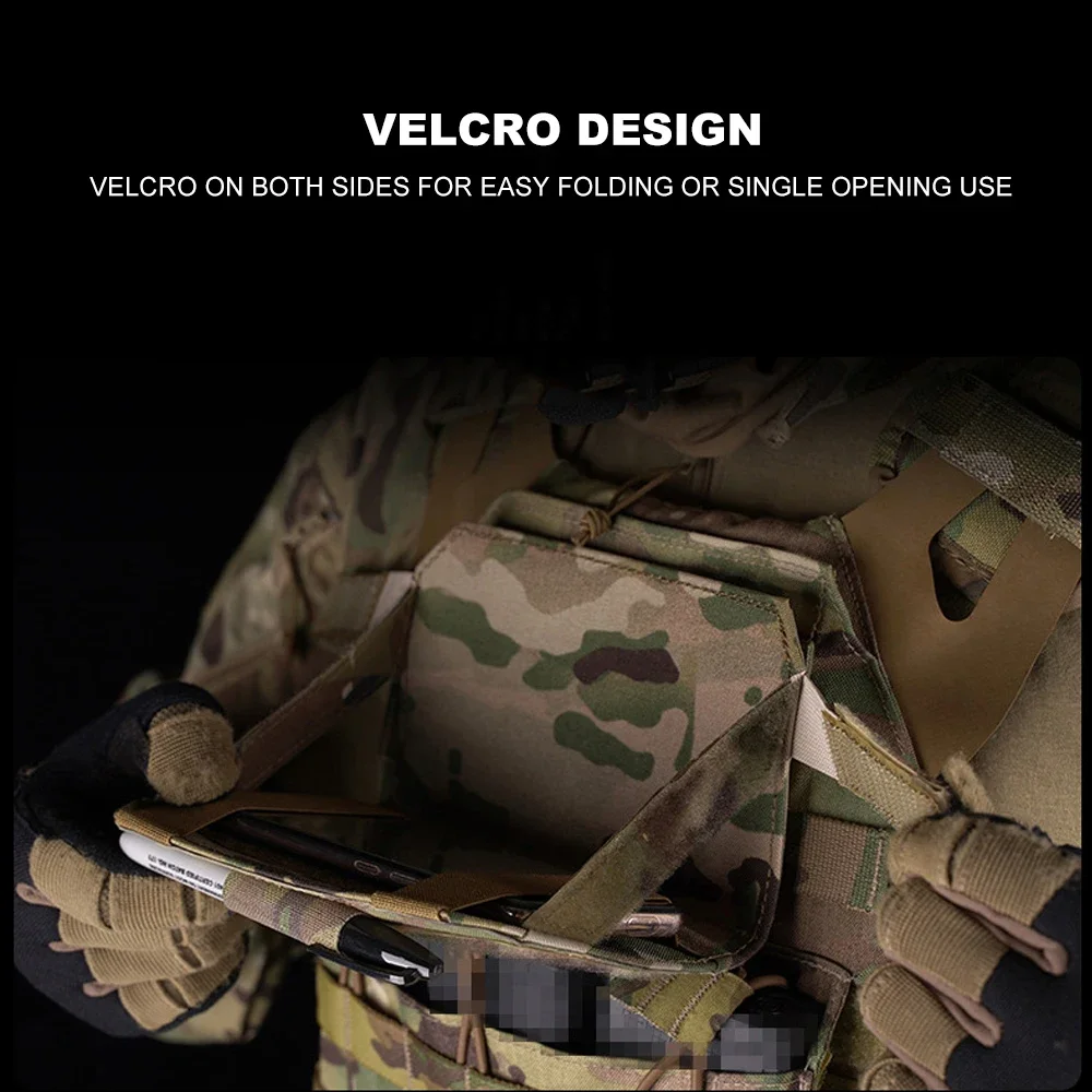 Tactical Admin Phone Pouch MOLLE  Hunting Vest Front Panel Map Holder Carrier Bag Utility Outdoor Phone Navigation Board