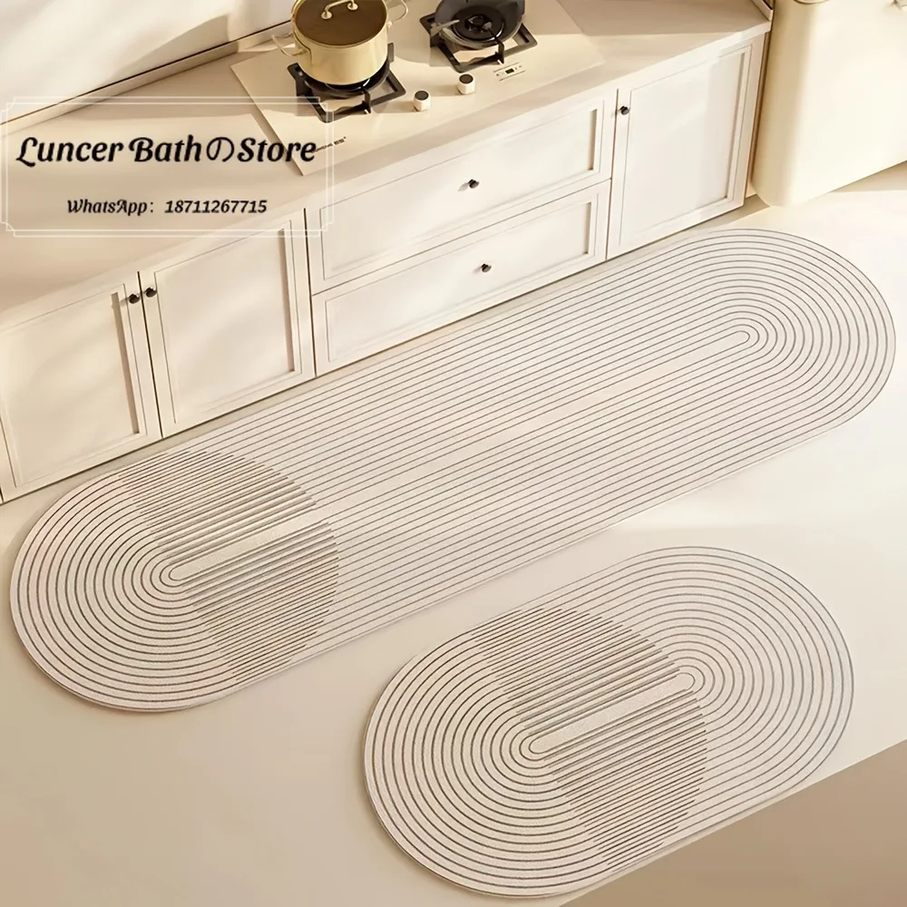 Cross-border kitchen floor mat, water-absorbing and oil-absorbing diatom mud floor mat, wear-resistant and dirt-resistant