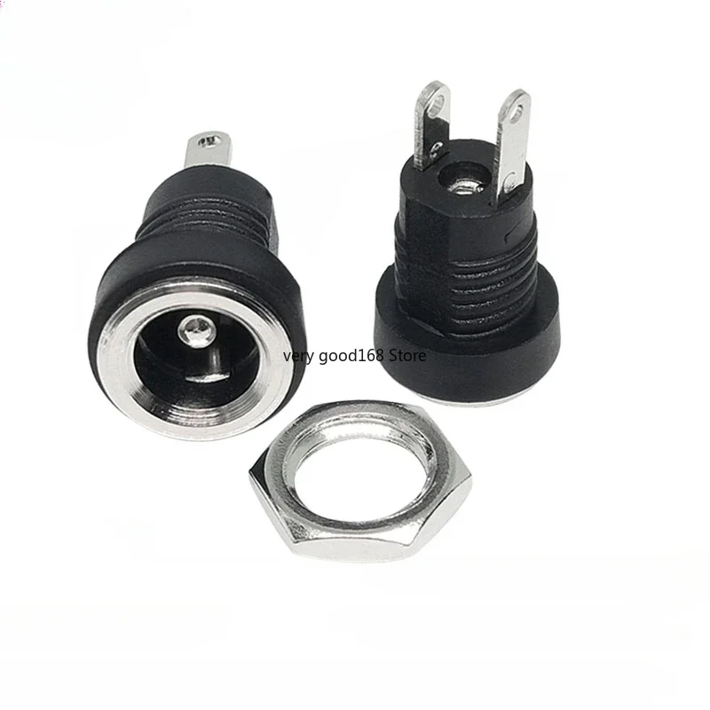 DC022B For DC Power Supply Jack Socket Female Panel Mount Connector 5A 30V 5.5mm x 2.1mm Plug Adapter 2 Terminal Types 5.5x2.5mm