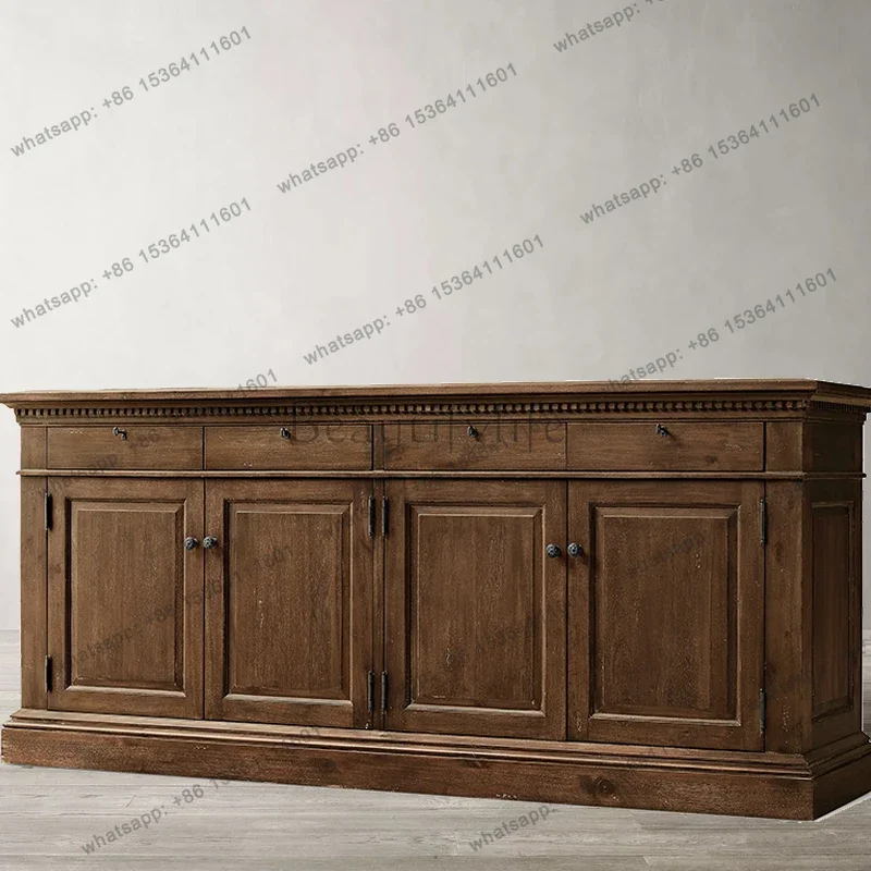 

yj7 American side cabinet, solid wood tea entrance cabinet, retro and simple wall storage cabinet