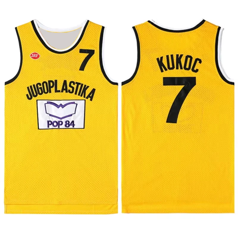 

Quick Dry Yellow Basketball Shirts Movie JUGOPL ASTIKA No.7 KUKOC Basketball Jersey Men Sports Breathable Shirt POP 84 Tops