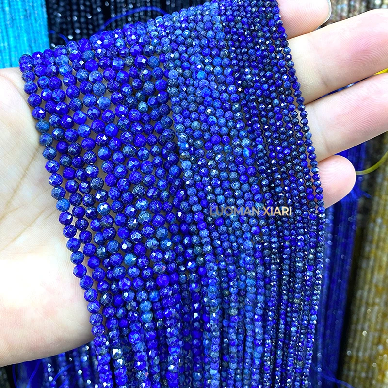 Großhandel 2 3 4MM Naturstein Facettierte Blaue Angelit Runde Zwischenperlen für Schmuckherstellung DIY Armband Charms Zubehör 15'' – Detail 6