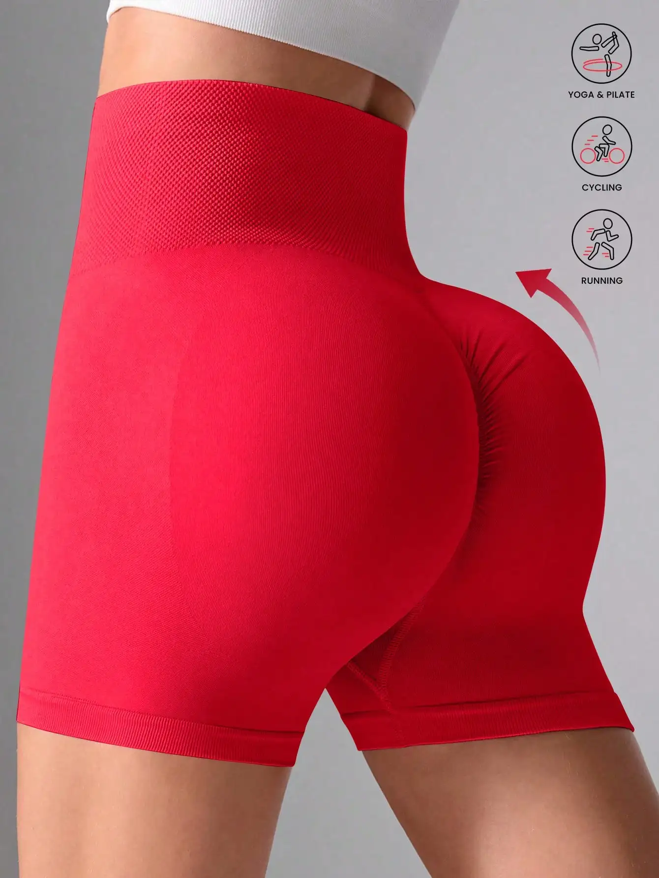 سراويل لياقة بدنية عالية الخصر بدون خياطة مع تصميم مؤخرة خوخية، سراويل يوجا للتحكم في البطن للنساء، خفيفة الوزن بثلاثة كيو #1