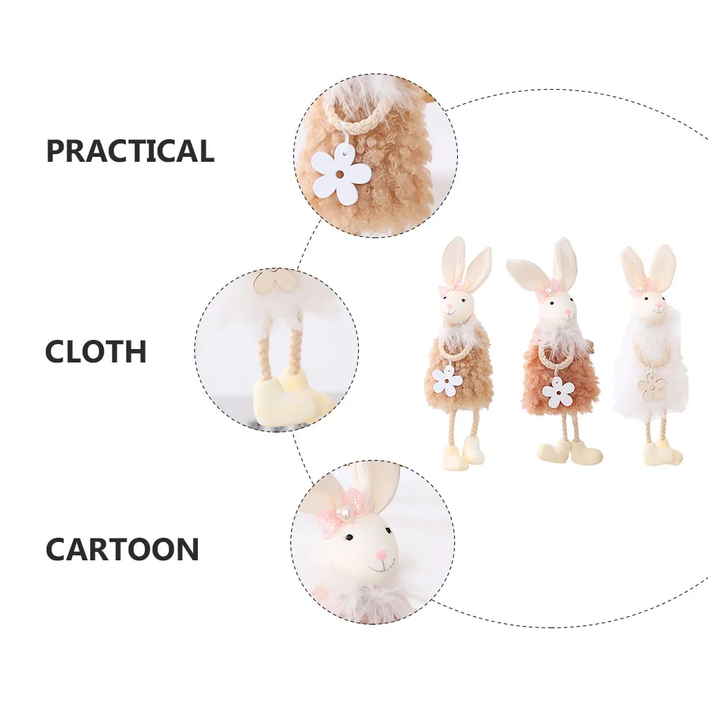 

3 Pcs Bunny Pendant Easter Party Accessories Stuffed Room Decor Bunnies Figurine Decorate