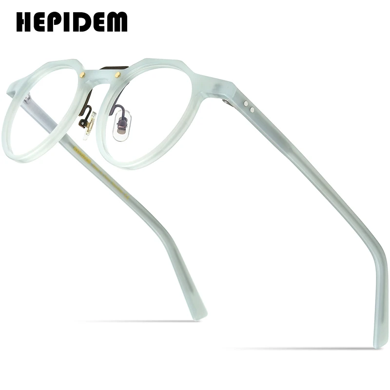 

HEPIDEM Acetate Eyeglasses Men 2022 New Vintage Retro Round Glasses Frame Women Spectacles Eyewear 9197