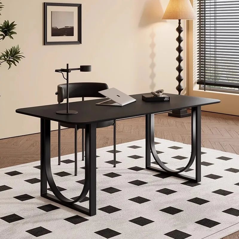 Medieval French retro rock slab desk household computer desk simple Internet celebrity living room black tea dining table