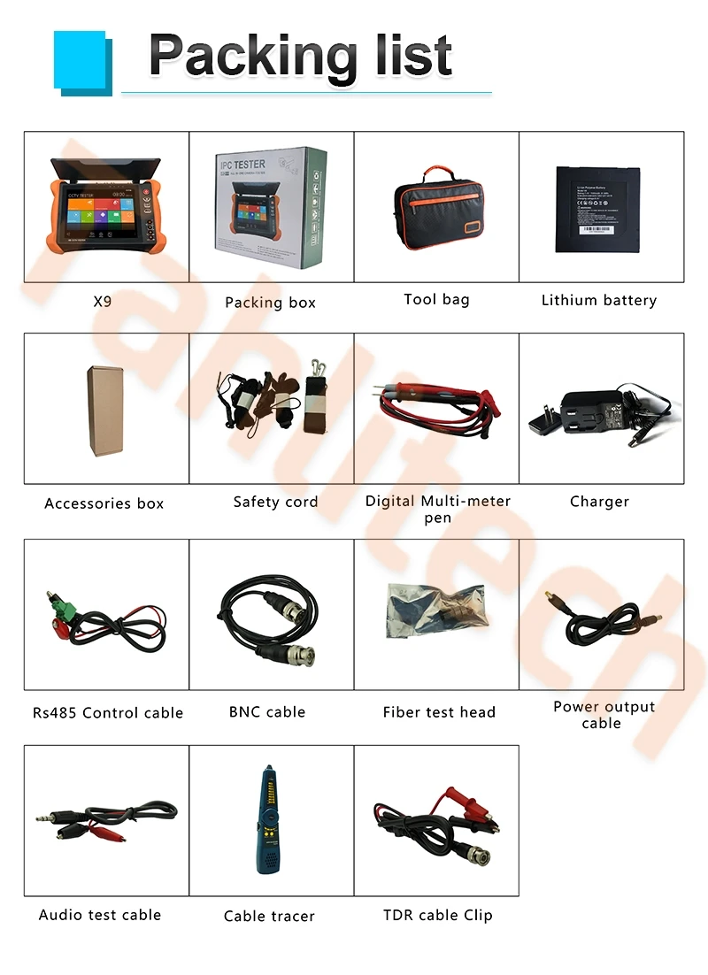 X9 Pro 8inch IP CCTV Tester 8MP AHD CVI TVI camera tester CCTV Tester Monitor 48V PoE power output  UTP Cable Tester Networ Tool - view 5