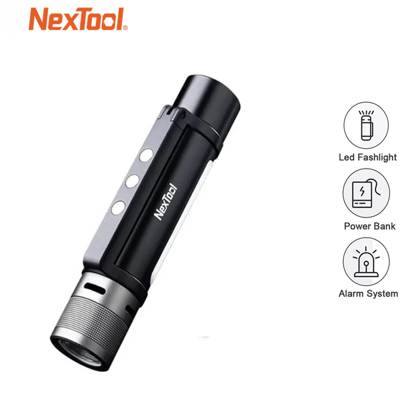 

NEXTOOL 6-in-1 1000lm Dual-light Zoomable Alarm Flashlight USB-C Rechargeable Mobile Power Bank Magnetic Camping Work smart home