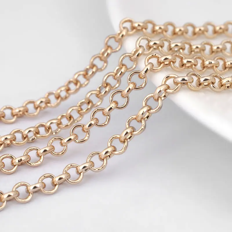 2 Meters 1.4MM 1.6MM 2MM 3MM 3.8MM Round Link Chains Necklace Chains Jewelry Making Supplies Necklace Diy Findings Accessories