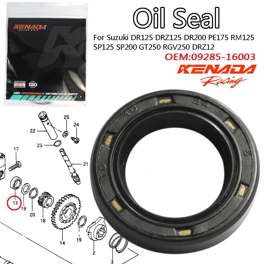 KENADA Racing Kick Start Oil Seal For Suzuki DR125 DRZ125 DR200 PE175 RM125 SP125 SP200 GT250 RGV250 DRZ125