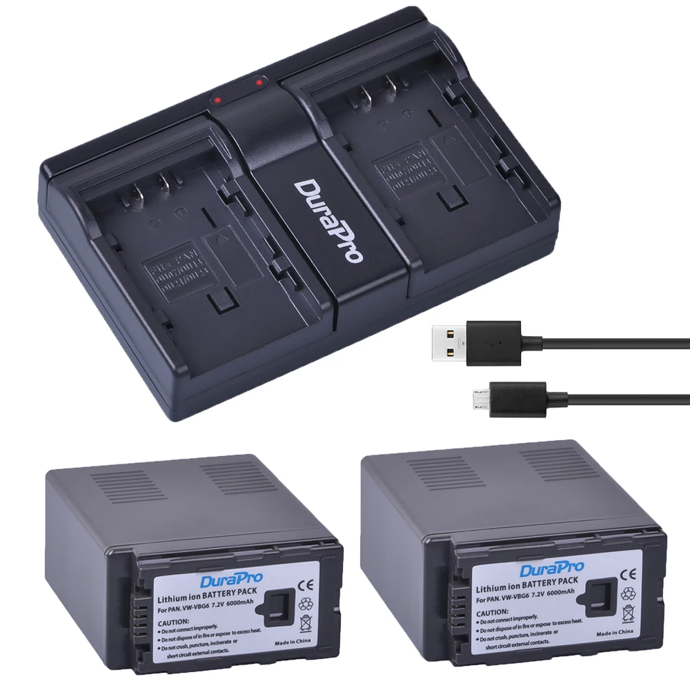 

6000mAh VW-VBG6 VW VBG6 Bateria Li-Ion Camcorder Battery + Charger for Panasonic AG-AC160A,AG-AC7,AG-AC130A,AG-HMC150 HMC154GK