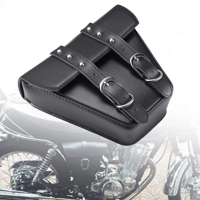 Universal Motorcycle Saddlebag Leather Bag Storage Tool Pouch Left Side Saddle Bag For Harley Kawasaki Honda Suzuki Cafe Racer