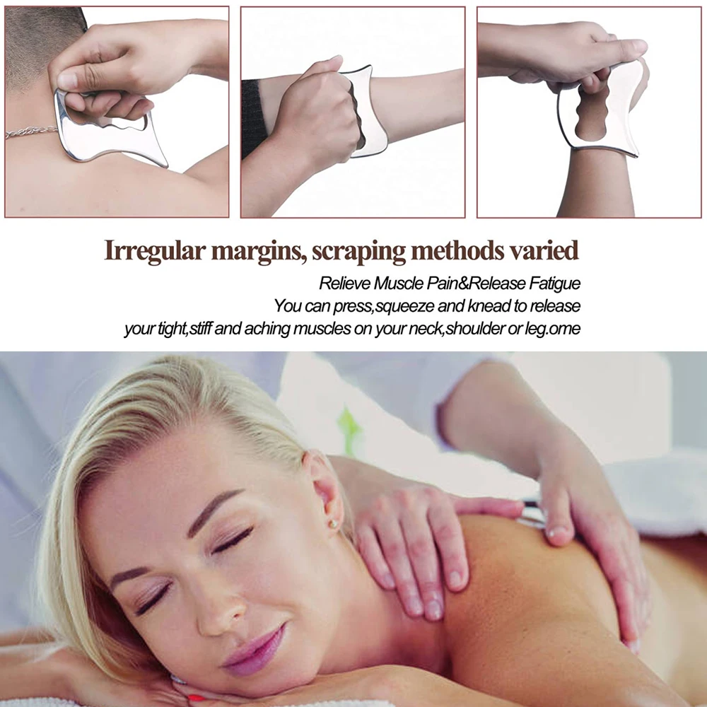 Gua sha Tool Stainless Steel Gussha Massage Tool Muscle Scraping Tool for Soft Tissue Therapy and Reduce Arms,Legs Muscle Pain