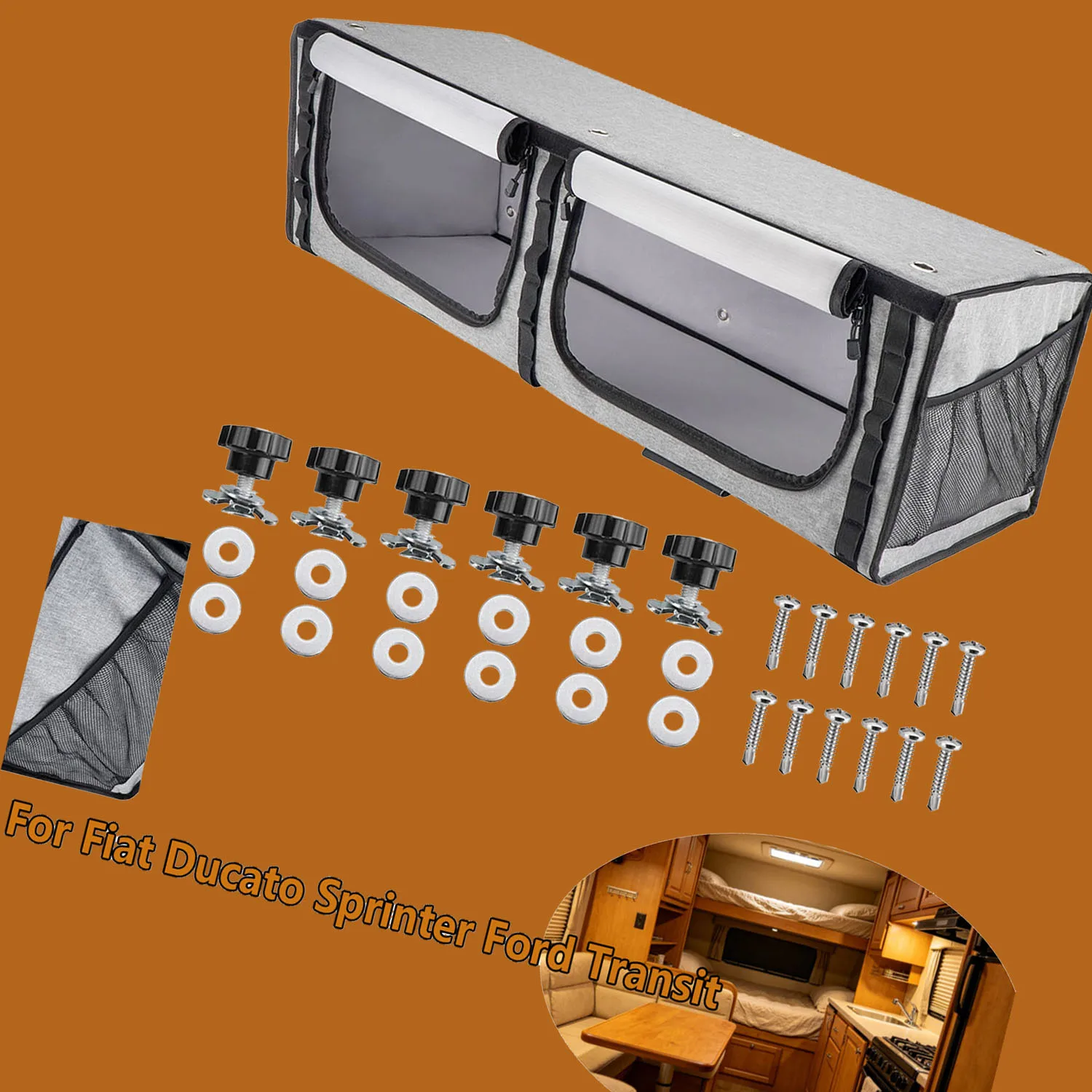 36'' Overhead Cabinet Storage Shelf Campervan Motorhome RV Caravan for Fiat Ducato Sprinter Ford Transit Camper - Vehicle Storag