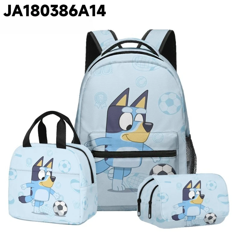 

Новый милый мультяшный синий студенческий рюкзак, набор из 3 предметов, рюкзак, сумка для обеда, сумка для ручек, набор из 3 предметов, студенческий фестивальный подарок