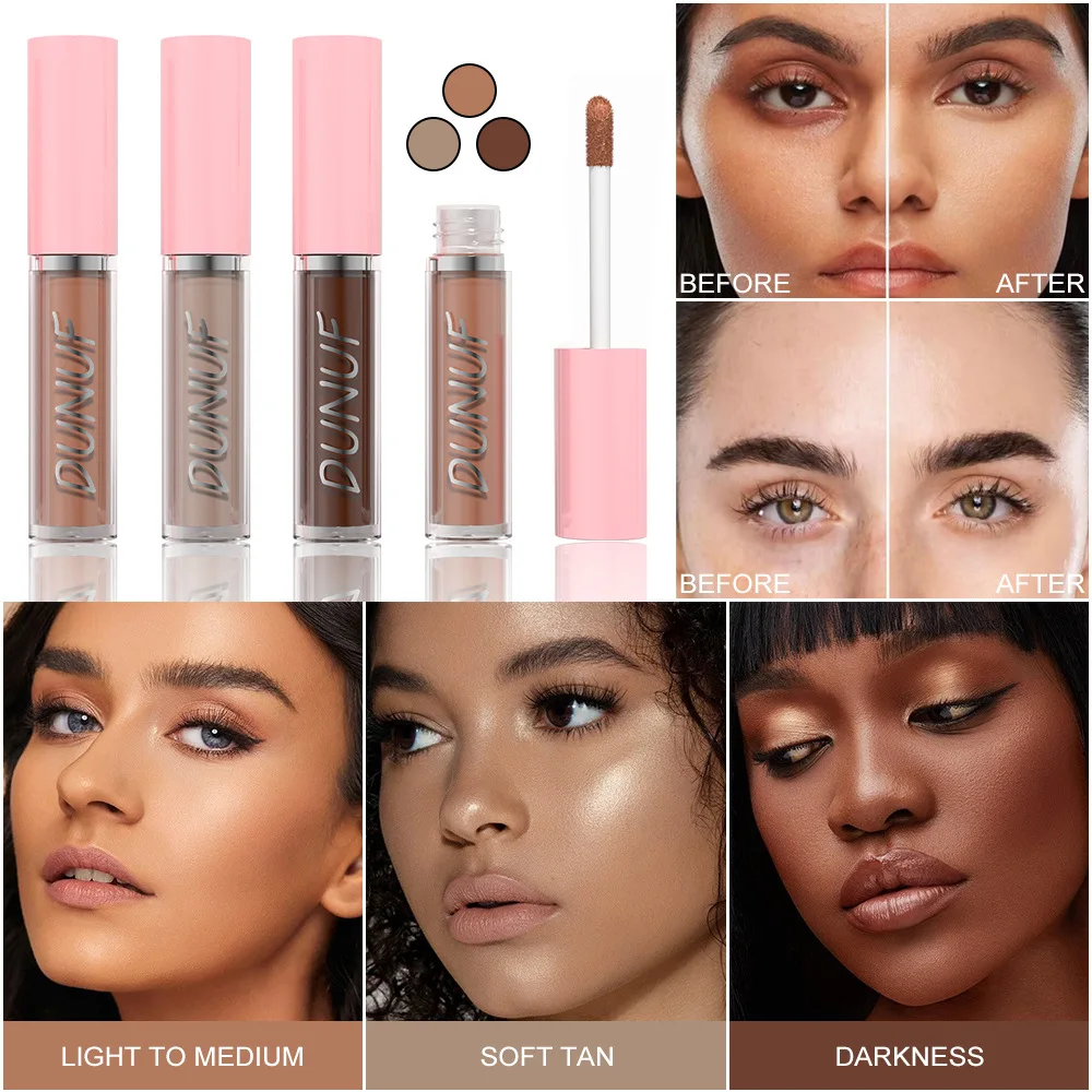 3 ألوان كونتور سائل كريمي قابل للمزج نحت الوجه وبرونزر للمبتدئين تعريف طبيعي طوال اليوم #1