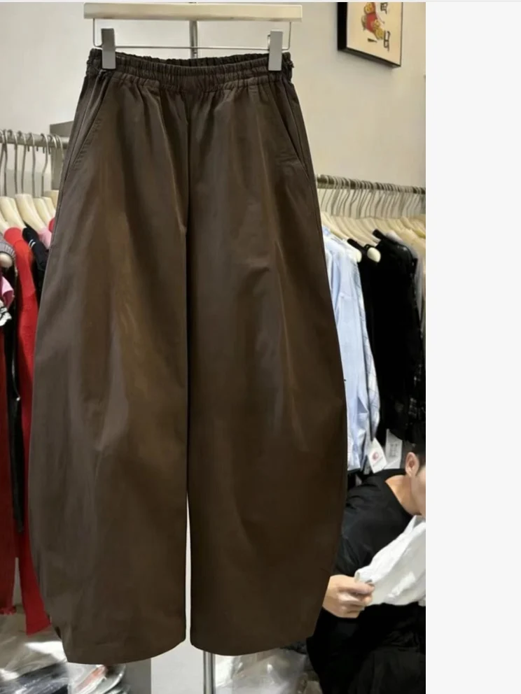 

High Waist Wide Leg Pants Women Loose Casual Style Summer 2026 Vintage Loose Elastic Waist Knife Pants Nine Points Women's Cl...