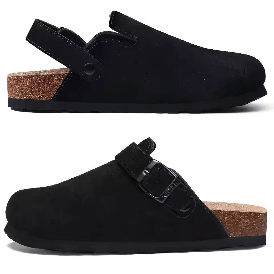 Fashion Clogs Slippers For Women Classic Suede Men Mules Cork Footbed Leather Potato Shoes With Arch Support Beach Slide