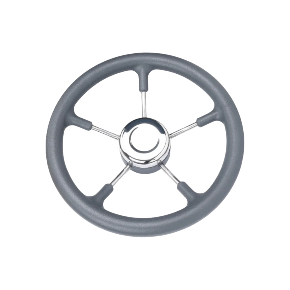 

Руль для лодки из нержавеющей стали с черной пенопластовой рукояткой, 5-спицевый дизайн, полированный, 13 дюймов, морская фурнитура для яхт