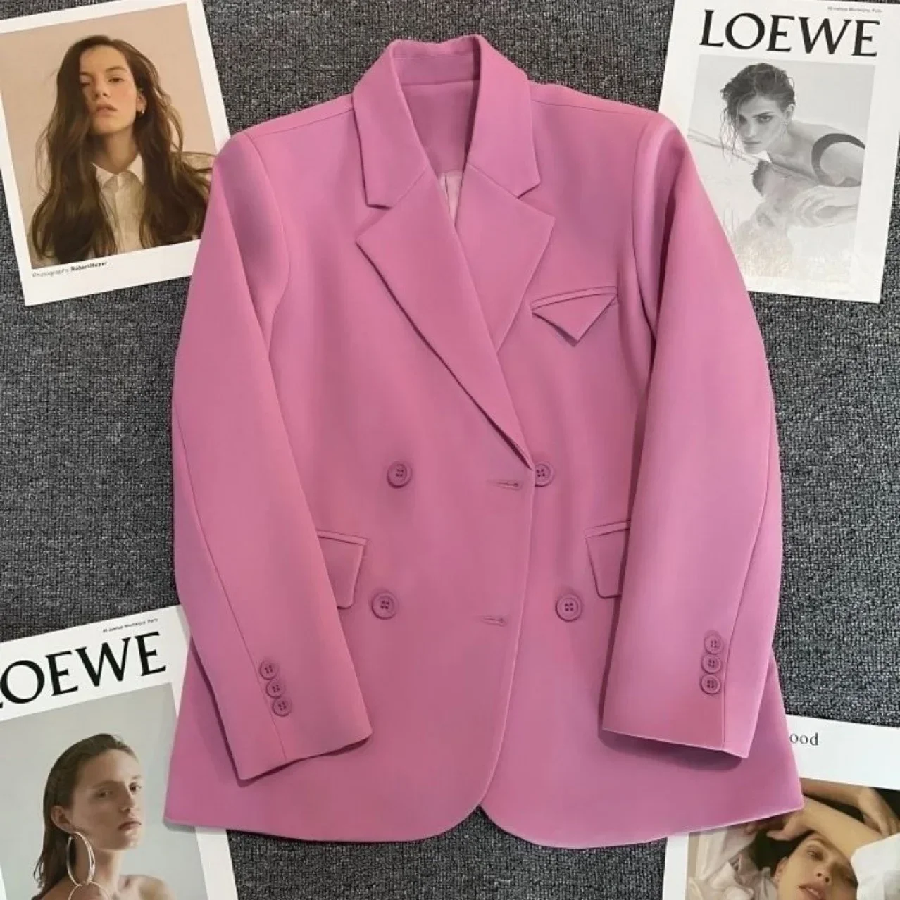 Pink Women Suits 1 Piece Blazer Cotton Jacket Formal Office Lady Business Work Wear Fashion Girl Coat Elegant Prom Dress