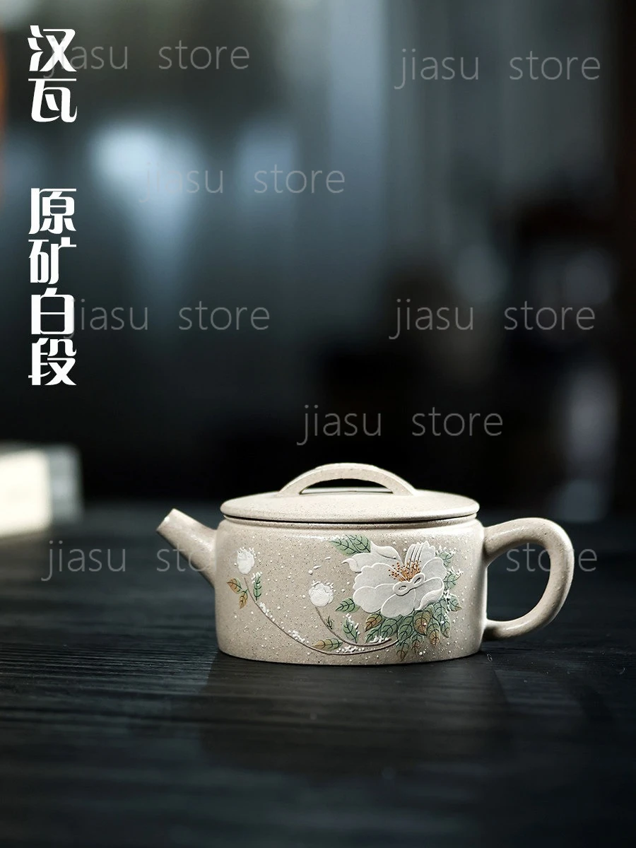 

Wide Mouth Hanwa White Duan Zisha Teapot, Full Hand Painted Handmade Household Kung Fu Tea Pot