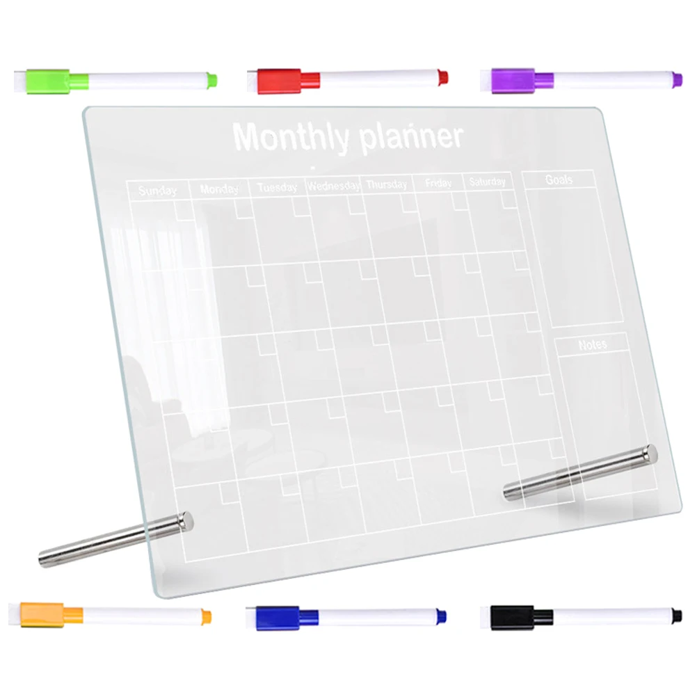 

1 set Acrylic Memo Multi-Function Writing Message With Pen For Home Office School Transparent Erasable Desktop Bulletin Board