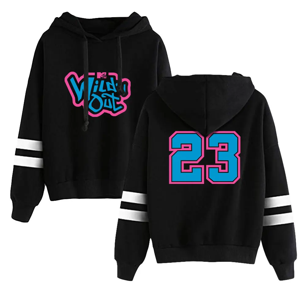 Wild'N Out Hoodie acara Tv uniseks, baju sweter Hip Hop modis lengan bar paralel tanpa saku