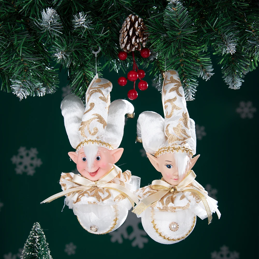 Elf Doll Head Clown Toy Christmas Pendant Ornaments Decor Elf Decoration Navidad New Year Gifts For Kids