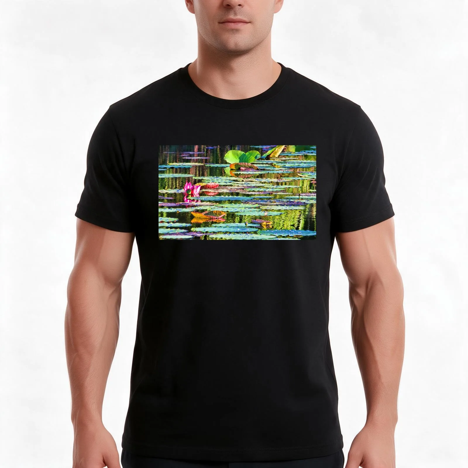 Monets Pond T-Shirt, Vintage Retro Graphic Tee, Unisex Summer Casual Streetwear Top