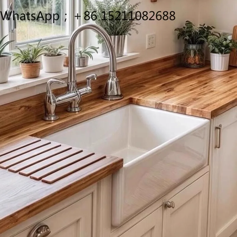 SCY simple ceramic vegetable basin small apartment semi-embedded dishbasin white front sink basin