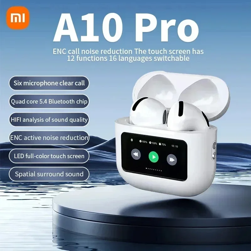 XIAOMI TWS Wireless Earphone A10 Pro ENC Noise Canceling Bluetooth5.4 Headphone Touch Screen HiFi Stereo Headset For Android iOS