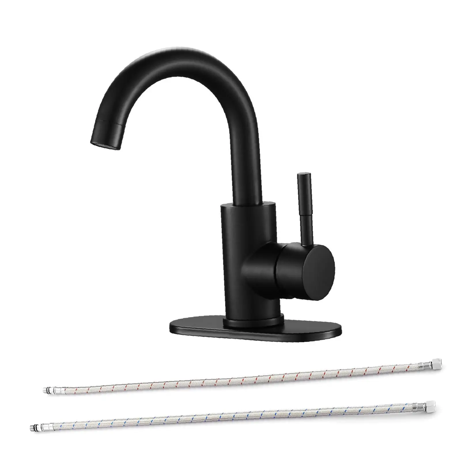 

Modern Bathroom Sink Faucets Matte Black Single Handle Hot and Cold Water Mixer Tap for Bathroom Basin