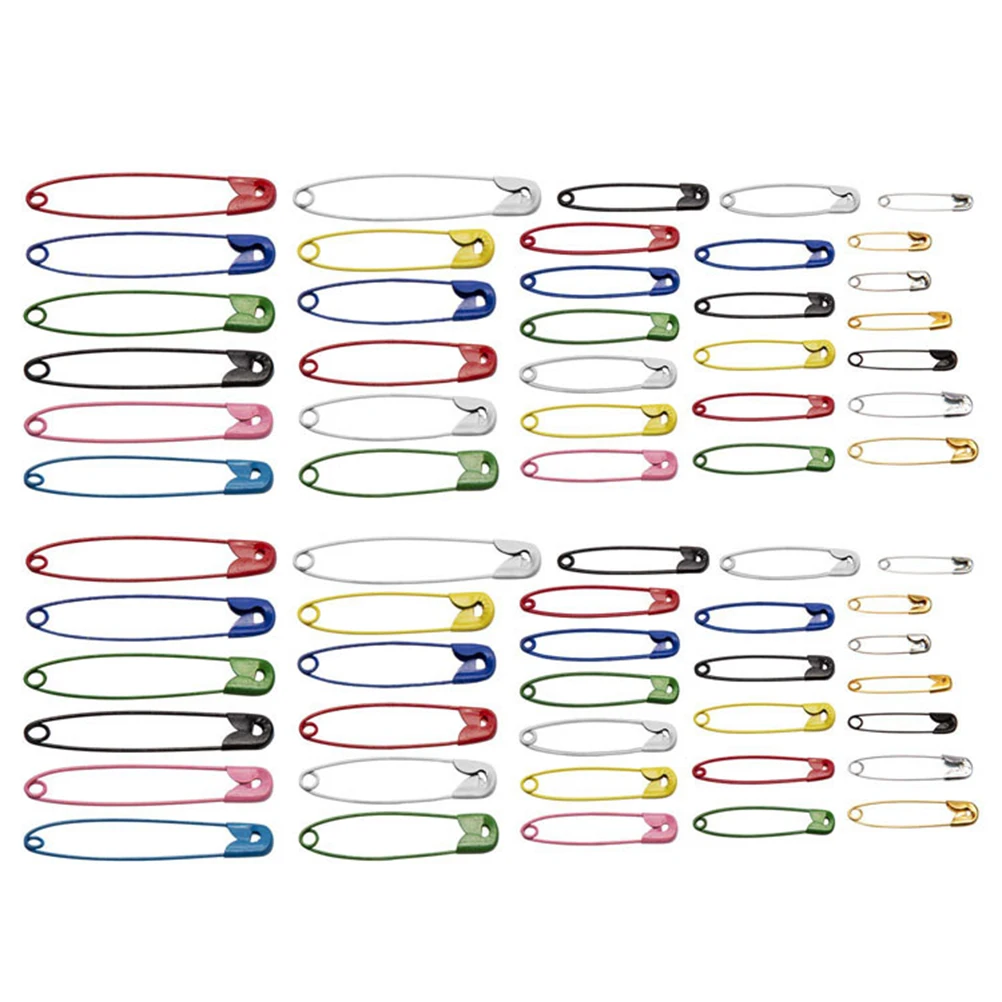 

500 pcs Iron Safety Pins Assorted Sizes Steel Needle Colorful Brooches For Blankets Skirts Crafts Cape Kilts Cardigan Strong