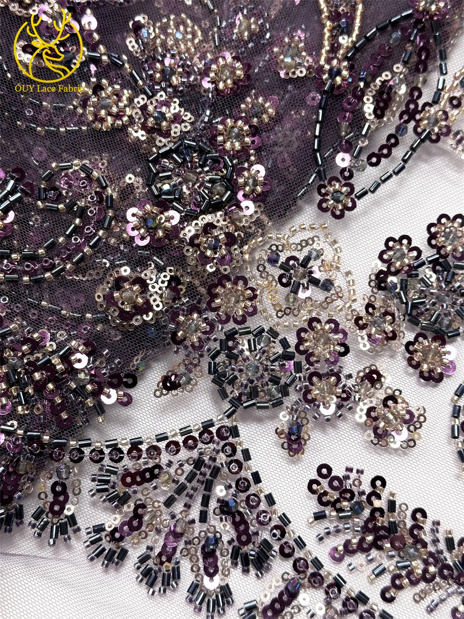 Pfirsichfarbener, hochwertiger, eleganter afrikanischer Brautkleidstoff mit Stickerei und Perlen, 2026 Nigerianische Pailletten-Spitze für Abendkleider und Hochzeitskleider zum Nähen – Detail 19