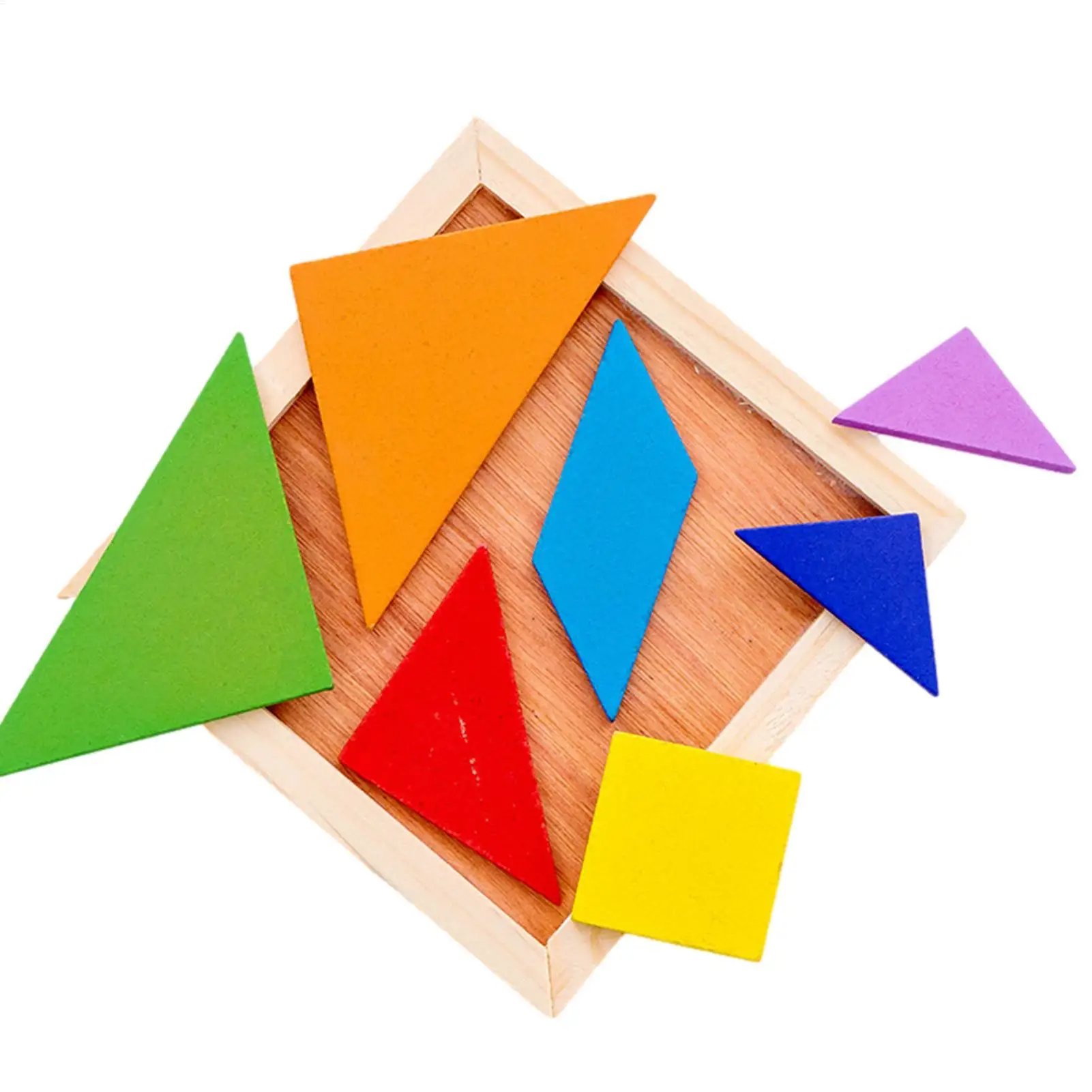 1 Set Wooden Blocks Puzzle Brain Teasers Toy Tangram Jigsaw Intelligence Colorful 3D Russian Blocks Montessori Educational Toy
