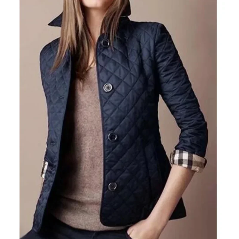 Autumn and Winter Lapel Dress Slim Small Cotton Jack Female Temperament Slim Silk Cotton Oversized New Fashion Single-breasted