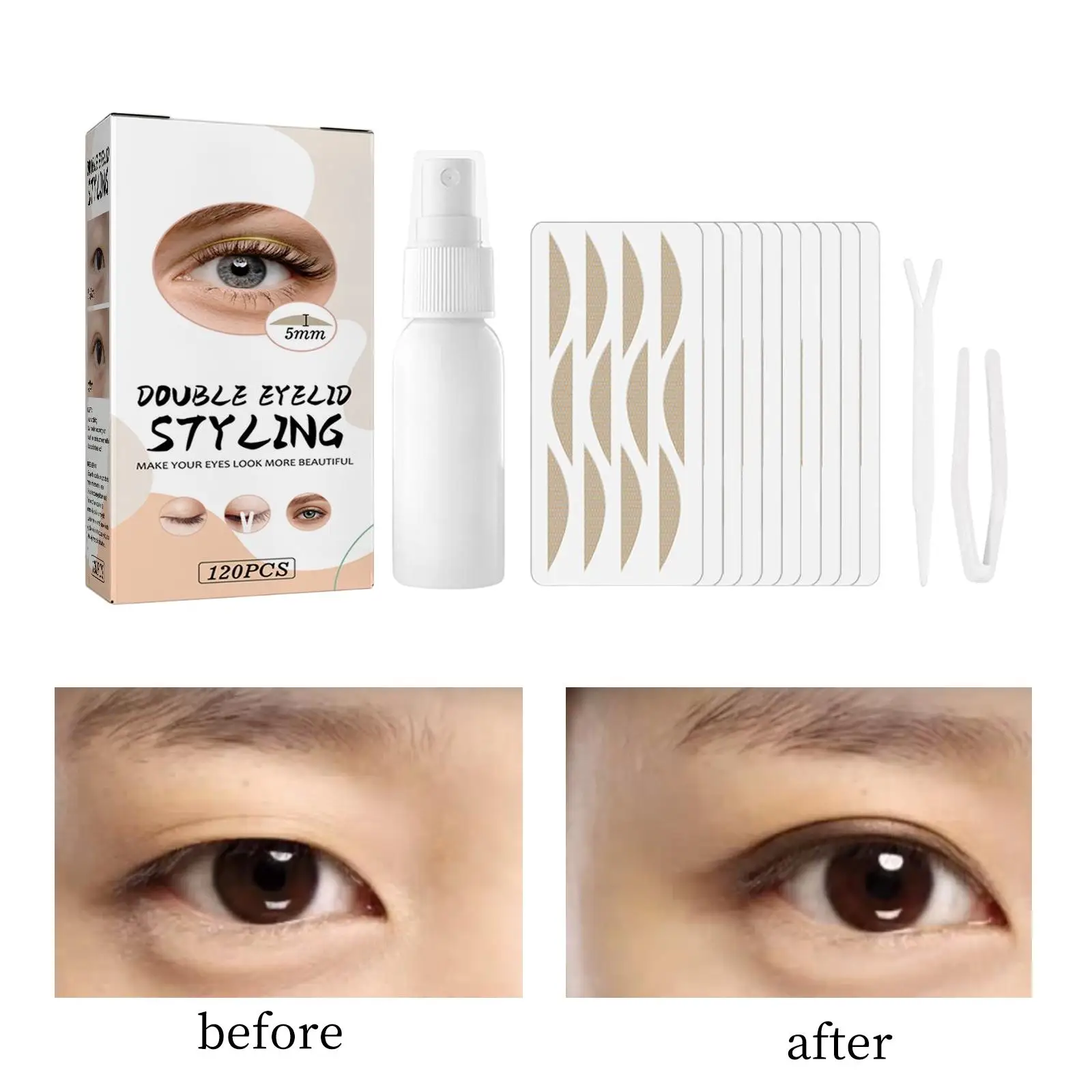 Langdurige dubbele ooglidtapes Huidskleur Traceless Eye Sticker voor ogen met capuchon Waterdichte make-upoplossing