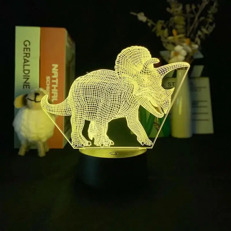 

Triceratops Dinosaur 3D Night Light Creative Animal Desk Lamp with Touch Button for Bedroom, Office Decoration Table Lamp Gifts