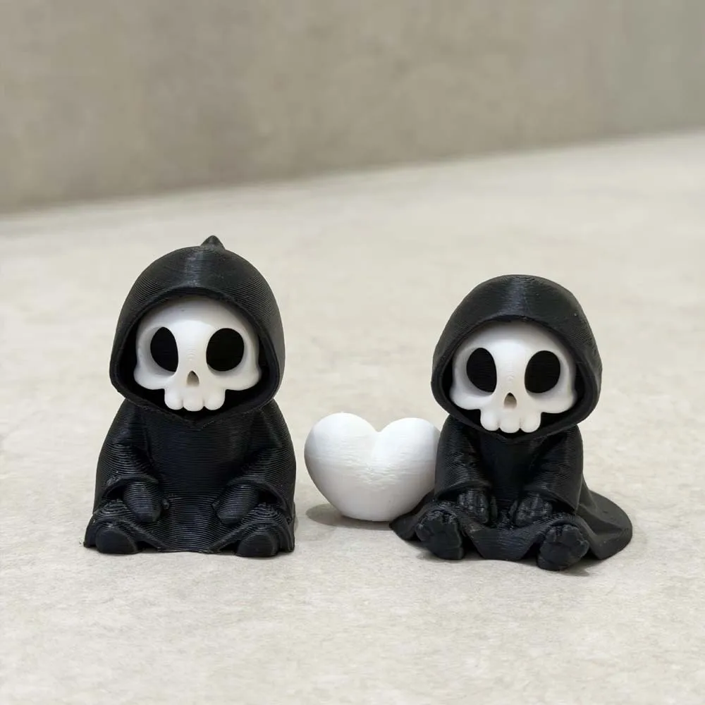 Spooky Car Decor PLA Skeleton Figurine Cute Chibi Halloween Miniature Creative Detailed Grim Reaper Holiday Gift