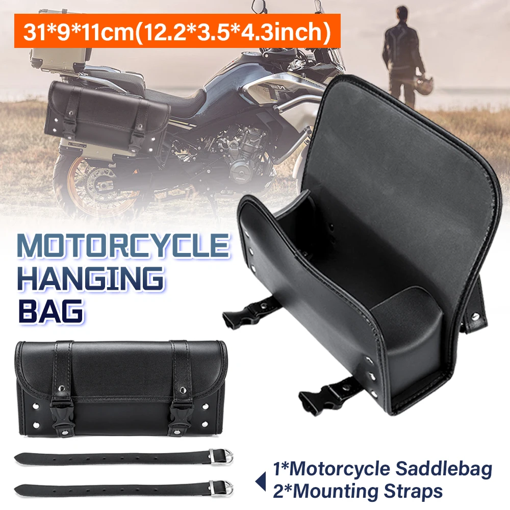 

Motorbike Car Head/Tail Hanging Holder Bags Universal Motorcycle Handlebar Bag Tool Side Pack Durable Waterproof for PU Leather