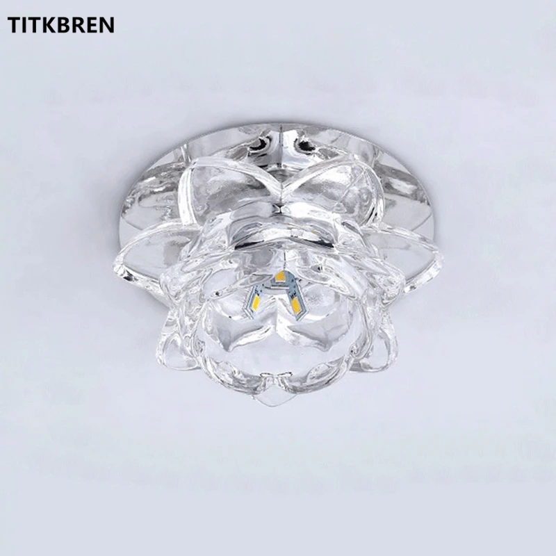 Modern Clear Flower Crystal Ceiling Light for Home Living Dining Room TV Background Wall Hall Hallway Lighting Fixtures